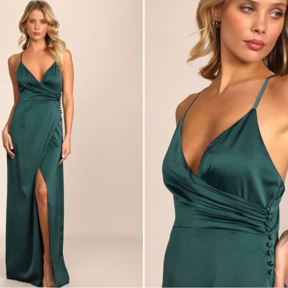 Lulu's Teal Maxi Dress with Slit
